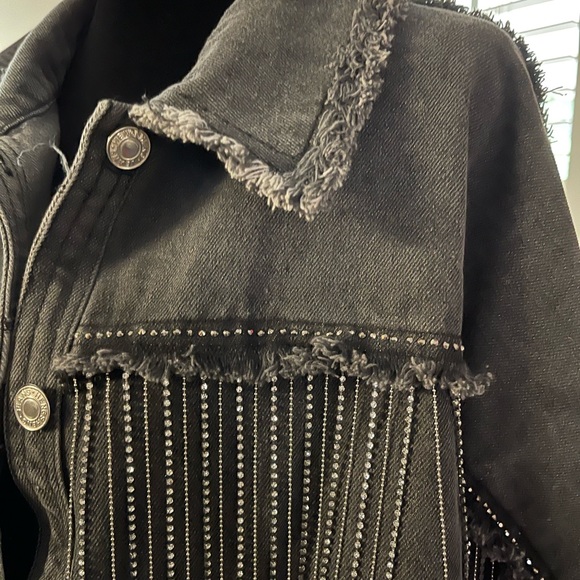 Jackets & Blazers - Jean jacket with rhinestone fringe